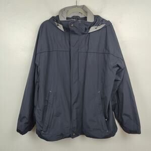 LL Bean‎ All Seasons Shell Jacket Mens Medium Navy Blue Hooded Full Zip Snow Ski